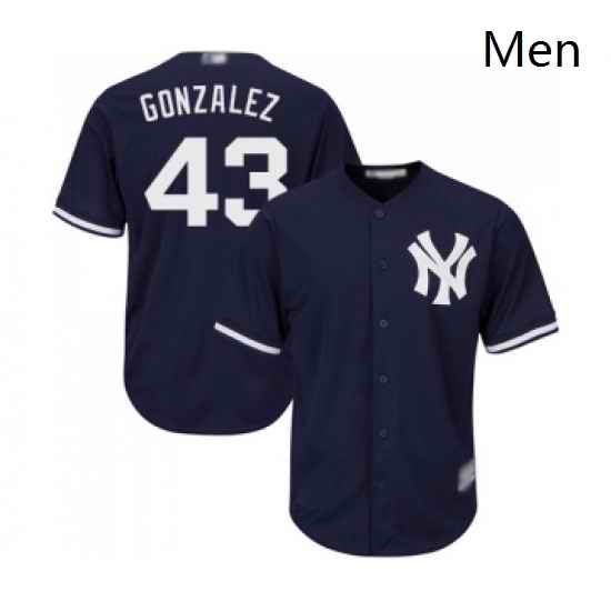 Mens New York Yankees 43 Gio Gonzalez Replica Navy Blue Alternate Baseball Jersey